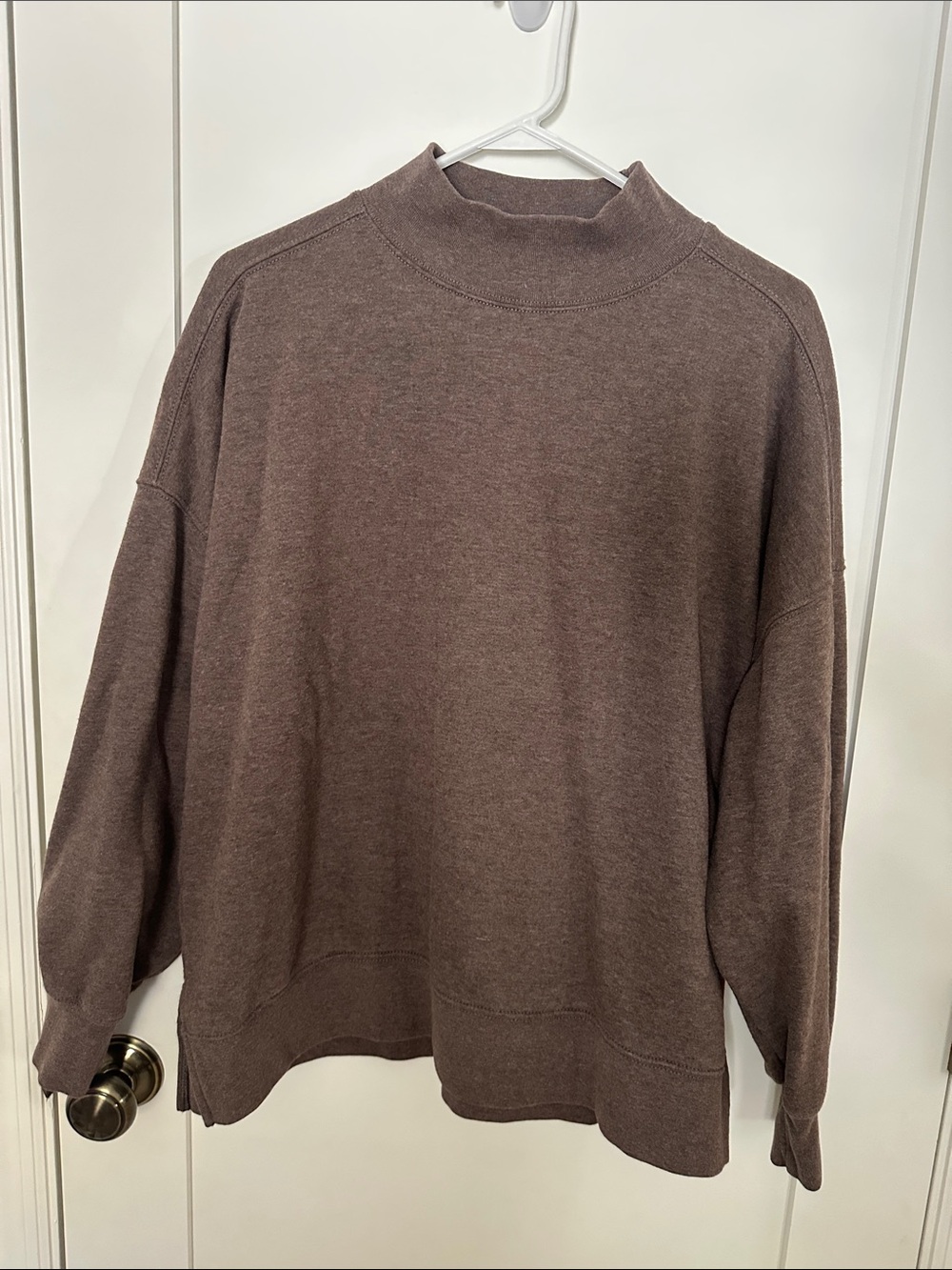 American Eagle Outfitters Women's Mock Neck Sweatshirt in Brown